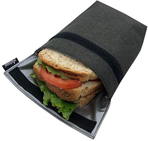 Isolierte wiederverwendbare Öko-Snack-Tasche, Sandwich-Tasche, Lebensmitteltasche, isolierte Lunchtasche, Insulin-Kühltasche, Golftasche, Arbeit, Picknick, Reisen, Herren, Damen (Dunkelgrau)