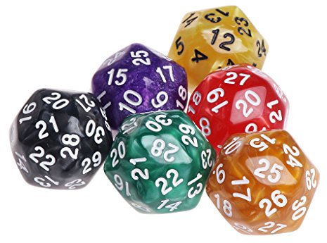 yuwei Dadi Poliedrici 6 Pezzi per Giochi di Ruolo E Giochi da Tavolo - Dadi D30 da 30 Facce per Dungeons & Dragons Rpg - Dadi Giochi da Tavolo Figure per Giochi di Dadi