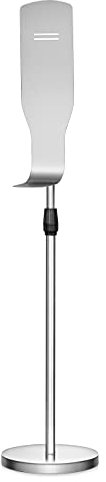 New Star Foodservice 1028881 Freistehender, verstellbarer Bodenständer für Händedesinfektionsmittelspender mit Abtropfschale und beschwertem Boden, anpassbar, Edelstahl, runder Boden