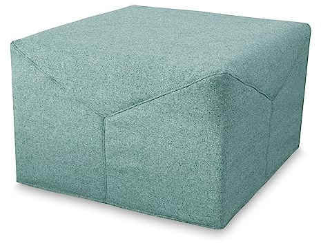 EVERGREENWEB Pouf Lit 1 Place Convertible avec Matelas, Fauteuil Lit d'appoint 1 Personne Économiser de l'espace, Ottoman Repose Pieds, Tissu Vert Menthe Amovible et Lavable pour Chambre et Salon IRIS