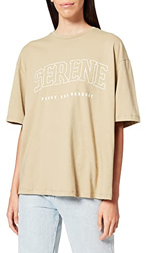 NA-KD Serene Printed t-Shirt Camiseta, Caqui, M para Mujer