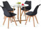 H.J WeDoo Juego de comedor con 4 sillas, mesa de comedor redonda de cristal y 4 sillas de estilo nórdico para balcón, comedor y sala de estar, color negro
