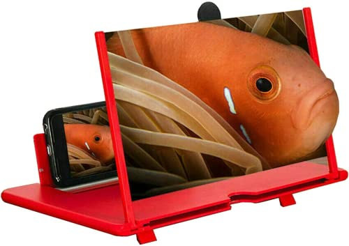 New Phone Screen Magnifier,3D HD Phone Magnifying Screen Projector for Movies, Videos, Gaming, Compatible with All Smartphones (Red,12 inches)