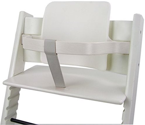 BAMBINIWELT Schrittgurt kompatibel mit Stokke Tripp Trapp Hochstuhl LEDERRIEMEN aus Echtleder (hellgrau)
