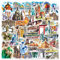 50 Pieces World Landmarks Stickers Scenic Luggage Decals,Tourism Landmark Buildings Stickers Vintage Stamp Stickers for Personalize Laptop, Guitar, Helmet, Skateboard, Luggage Graffiti Decals