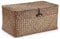 IGNPION Seagrass Storage Basket with Lid Woven Seagrass Desktop Basket Rectangular Bathroom Storage Organiser Box, Shelves & Desks Decorative Multipurpose storage Hamper (Coffee, M)