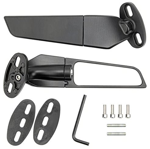 2 Stück Rückspiegel, Einstellbare Drehbare Rückspiegel Universal ATV Wind Schwenkbare Flügelspiegel Ersatz Außenspiegel für Ninja 250 300 400 650 H2 H4