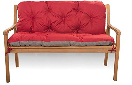 Sitzkissen für Hollywoodschaukel wetterfest - Bankkissen Outdoor - Gartenschaukel Kissen Sitzbank mit Rückenlehne (160 x 50 x 40, Rot)