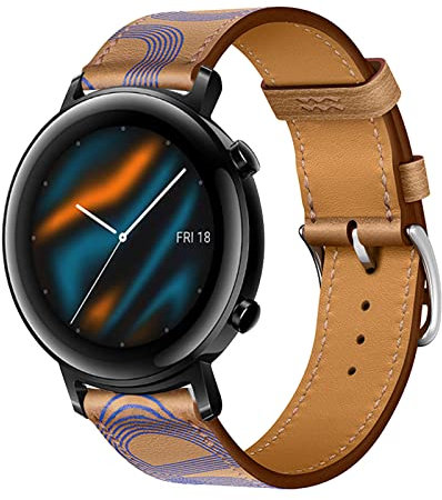 Armband für Huawei Watch GT2 42mm/GT 42mm Band, Weich PU Leder Keine Lücke Uhrenarmbänder Loop für Herren Damen Lederarmband mit Huawei Watch GT2 42mm/GT 42mm (D,GT2/GT 42mm)