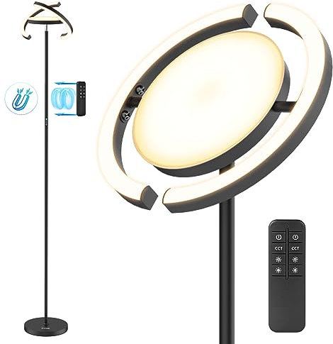FIMEI Lampadaire, 3000K-6000K Température de Couleur & Gradation Continue, Avec Télécommande et Commande Tactile, Lampadaire Led sur Pied pour Salon, Lumière Centrale Vers le Haut, 36W