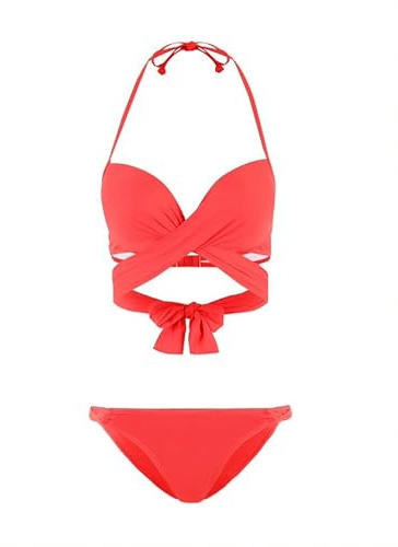 s.Oliver Damen Push-Up-Bikini | wattierte Cups, Wickeloptik, zum Binden, softe Microfaser für ein atemberaubendes Dekolleté am Strand