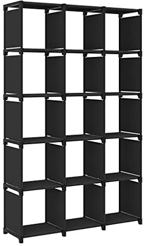 vidaXL Würfel-Regal 15 Fächer Schwarz 103x30x175,5 cm Stoff