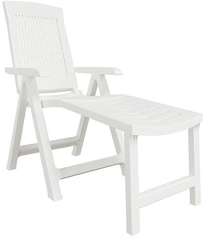 Tidyard Sonnenliege Klappbar Gartenmöbel Liege Gartenliege Liegestuhl Relaxliege Terrassenliege Camping Relaxstuhl Kunststoff Weiß