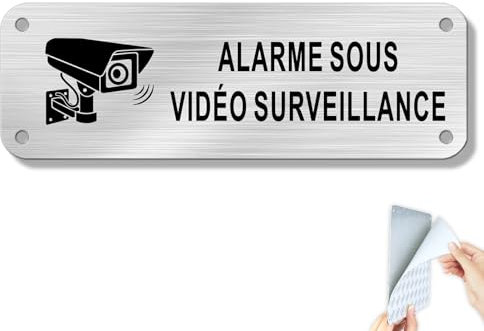 Goodvia Alarme Sous Vidéo Surveillance Adhésif Aluminium 150x50 mm pour L'intérieur et L'extérieur Argent/1 pièce
