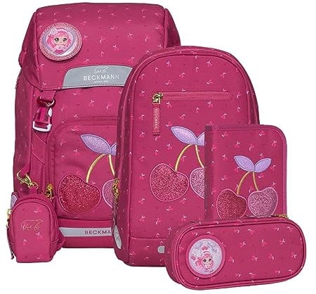 Beckmann, Schulrucksack-Set Classic Cherry, 6-teilig, Grundschule, ergonomisch, inkl. Regenüberzug, 22L