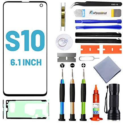 Tpyag für Samsung Galaxy S10 Display,Frontglas Display für Samsung Galaxy S10 6,1 Zoll,Bildschirm Reparaturset mit wasserfestem Kleber (KEIN LCD & Touch-Digitizer)