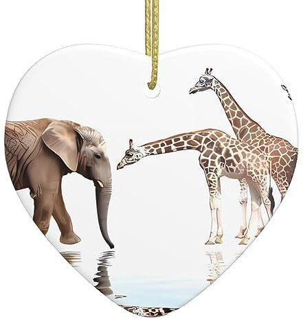 Giraffe und Elefant Druck Personalisierte Weihnachtskugel, Keramik Weihnachten Hängende Ornament, Weihnachtsbaum Dekoration Für Freund Freundin Frau Xmas Geschenke