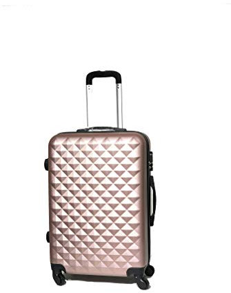 CELIMS - Valise Moyenne de Voyage Rose Gold Rigide à 4 roulettes Légère Taille Soute 23kg 65cm Femme | Serrure Intégré | ABS | Valise Moyenne Taille avec 4 Roues 65cm | Valise Rose Gold Femme