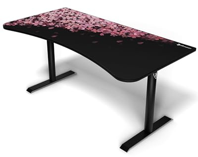 Arozzi Arena Gaming Tisch Groß Flower | 160x82 cm, höhenverstellbar, Mikrofasermauspad, Kabelmanagement, stabile Stahlbeine