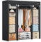 KESSER® Armario de tela estable con barra y estantes, incluye 5 perchas, armario plegable de tela para dormitorio, vestidor con perchero, 150 x 45 x 175 cm, color negro