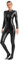 Agoky Damen Metallic Body Langarm Ganzkörperanzug Slim Fit Jumpsuit Overall mit Reisverschluss Skinny Fit Romper Playsuit Disco Clubwear Schwarz A 3XL