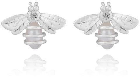 Equilibrium Honey Bee Pearl Silver Plated Stud Earrings