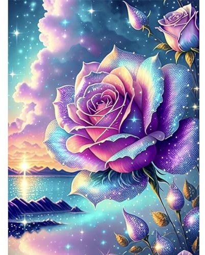 TOSTOG Diamond Painting Kits Flower,5D Diamond Art Kits for Adults Round Full Drill Diamond Art Picture Crystal Art for Home Decor 30x40cm/12x16inch