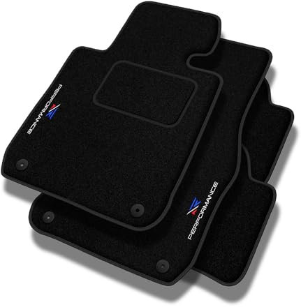 MOTOS PERFORMANCE Personalisierte Velours Fußmatten Auto passend für BMW 5er F11 2010-2013 - Standard, Perforiert, blau weiß rot -Präzise CNC-Stickerei, Design-Lochpaspel, Auto Fußmatten - Perfekt für
