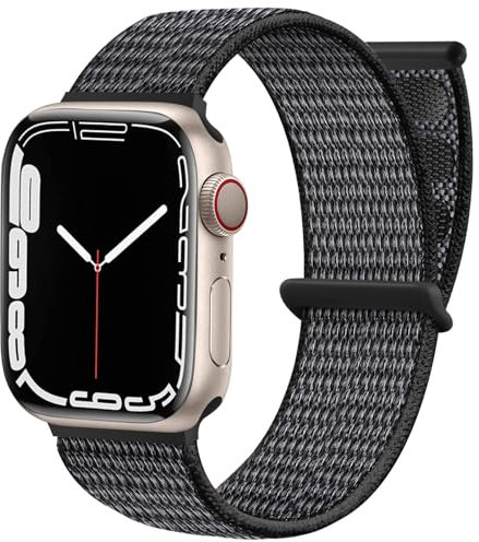 Maledan Nylon Armband Kompatibel mit Apple Watch Armband 40mm 41mm 38mm 42mm(Series 11 10), Verstellbare Sport Armband Kompatibel mit iWatch Series 11 10 9 8 7 6 5 4 3 2 1 SE Ultra, Schwarzgrau