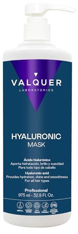 Valquer, Maschera Acido Ialuronico, Idratazione e Vitalità, per Tutti i Tipi di Capelli, Zero%, 975 ml