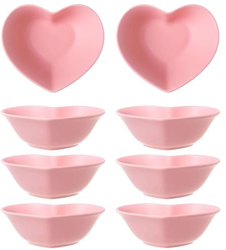 TYMYYS Cocotte Monoporzione Da Forno, 230ml, Terrines Forma Di Cuore, Pirottini In Ceramica, Crema Catalana Ciotole-rosa-Set di 8