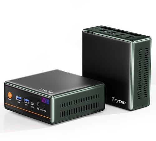 Trycoo WO4 Mini PC,AMD Ryzen 7 5700U(8C/16T,up to 4.34GHz),Mini Computer with 16GB DDR4 RAM/512GB M.2 2280 SSD, Micro PC 4K@60Hz,WiFi6/BT5.2/USB3.2/Home/Office/Game (TC-WO-5700U-16+1TB-FBA)