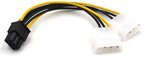EVURU 6 Pouces x 2 Molex 4 Broches à 6 Broches PCI Carte Graphique Pci-e ATX PSU Convertisseur de Puissance Câble - Molex PCIE 6 Broches Adaptateur