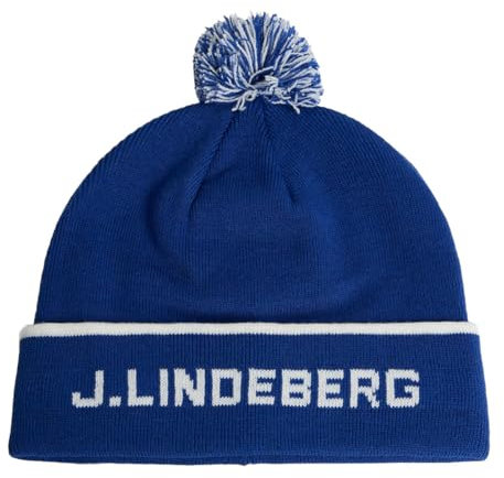 J.Lindeberg Herren-Golfmütze Streifen Jacquard warm Bommelmütze - Sodalithblau
