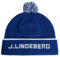 J.Lindeberg Herren-Golfmütze Streifen Jacquard warm Bommelmütze - Sodalithblau