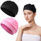 2 pièce Bonnets de Bain Élastique Bonnet de Natation Piscine Natation pour Adulte Bonnet,Bonnet de Bain pour Femme Cheveux Long Adulte(Noir,Couleur Rose)