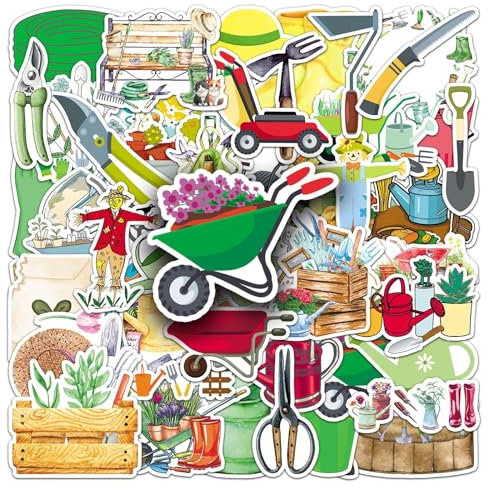 51Stück Gartengeräte Aufkleber für Stoßstange,Motorrad,Kühlschrank,Laptop,Auto,Scrapbook,Gepäck, Ästhetische Wasserdicht Vinyl Aufkleber,Erwachsene Mädchen Geschenk,Pflanzen Tool Graffiti Stickers
