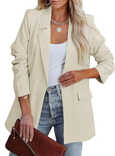 MGizo DtiSpectrum Damen-Blazer - Locker Sitzende, Einreihige Anzugjacke mit Offener Vorderseite für die Arbeit, Langärmelige Businessjacke mit Reverskragen