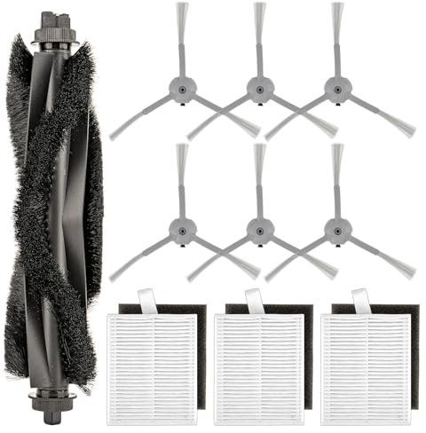 (10 Stück) L60 L50 Ersatzteile kompatibel mit eufy L60, L60 Hybrid, L60 SES, L50 SES, L50 Series Roboterstaubsauger, Zubehörset, 1 Rollenbürste, 3 HEPA-Filter und Schaumstofffilter, 6 Seitenbürsten