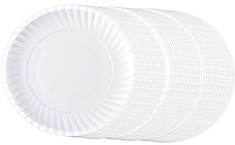 Toyvian 50pcs Blank Paper Plates for DIY Painting Creative Art Supplies for Boys and Girls for Birthday Parties and Craft Projects Non-Toxic Pulp Material