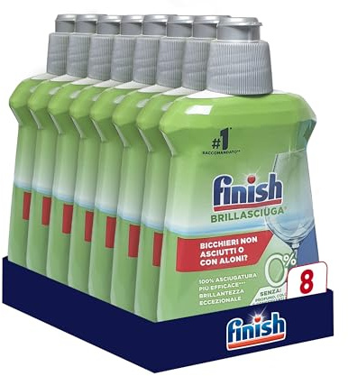 Finish Brillantante Lavastoviglie, Brillantante 0% 250 ml, 8 unità