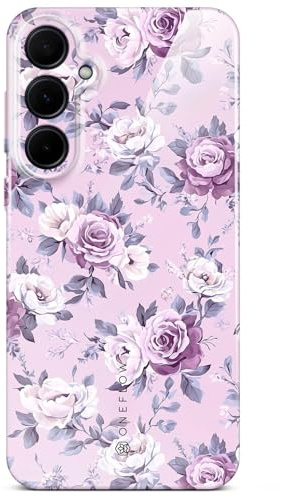 ONEFLOW Flower Cover für Samsung Galaxy A35 5G Hülle in Floral Optik, Blumen Designer Case Handy Schutzhülle mit Kameraschutz, Hardcase dünne Handyhülle Blumenmuster, Flieder
