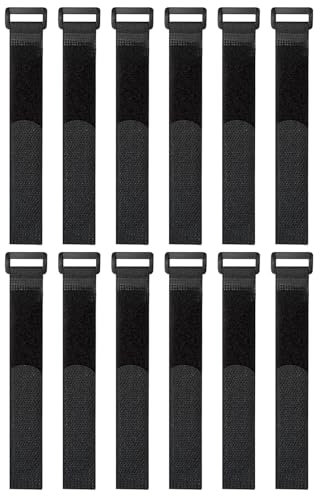 12 Pack Hook and Loop Reusable Fastening Cable Tie Down Straps - Reusable, Durable Functional Ties to Keep Your Home, Office, Workspace from Tangled Messes of Cords, Yoga Mat Strap,Velcro Cable Ties