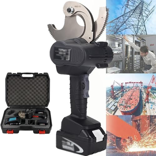 YJKKZQLB Coupe-câble à cliquet électrique, Coupe-câble hydraulique à Batterie, Outil de Coupe de Fil électrique, Coupe-câble en cuivre Al, EC-50