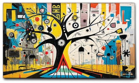 Giallobus - Quadro - 67 - Albero della Vita Graffy - Tela Canvas Telaio Standard - 100x60 - Pronto da Appendere - Quadri Moderni per la casa