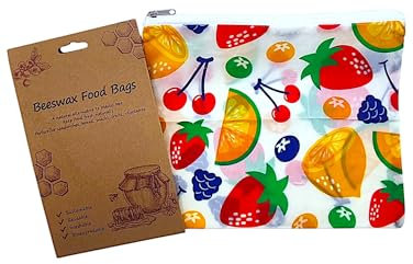 Natürlicher BIO Bienenwachs Beutel mit Reißverschluss 1 Stk. für Brot und Lebensmittelaufbewahrung| Nachhaltig hergestelltes Bienenwachstuch ideal als Frischhaltebeutel für Nahrungsmittel