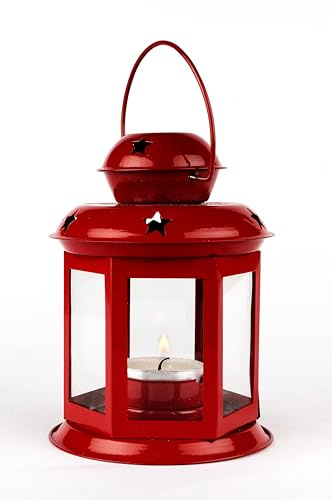 Weihnachtslaterne MAADES handgefertigt aus Metall in Rot 13 cm modern