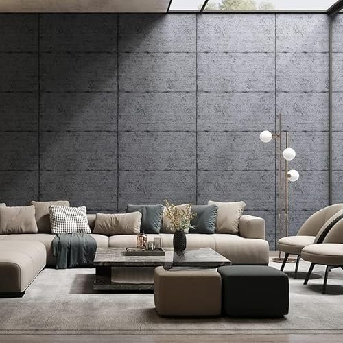 XLMING Carreau De Ciment Gris Vintage 3D Papier Peint Décoration Manger Adulte Intérieure Salon Canapé Chambre Fond TV Mur-200cm×140cm