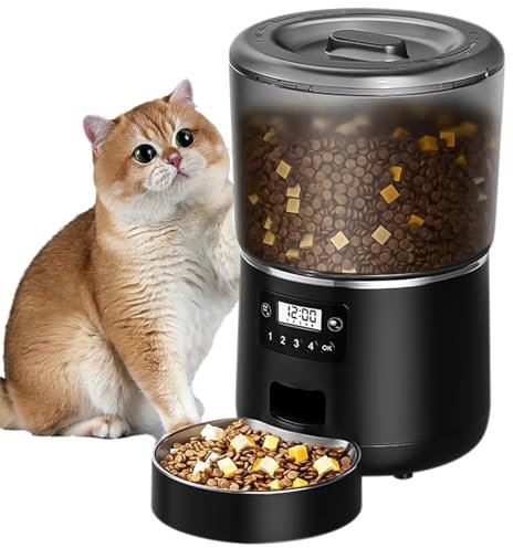 Vtizikl Smart WiFi Automatic Cat & Dog Feeder 4L - Battery & App Controlled Pet Food Dispenser with Timer, Voice Recording, mains and battery powered ,Family Essentials
