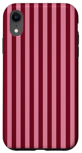 Burgundy and Pink Stripes Geometric Vertical Lines Trendy Case for iPhone XR